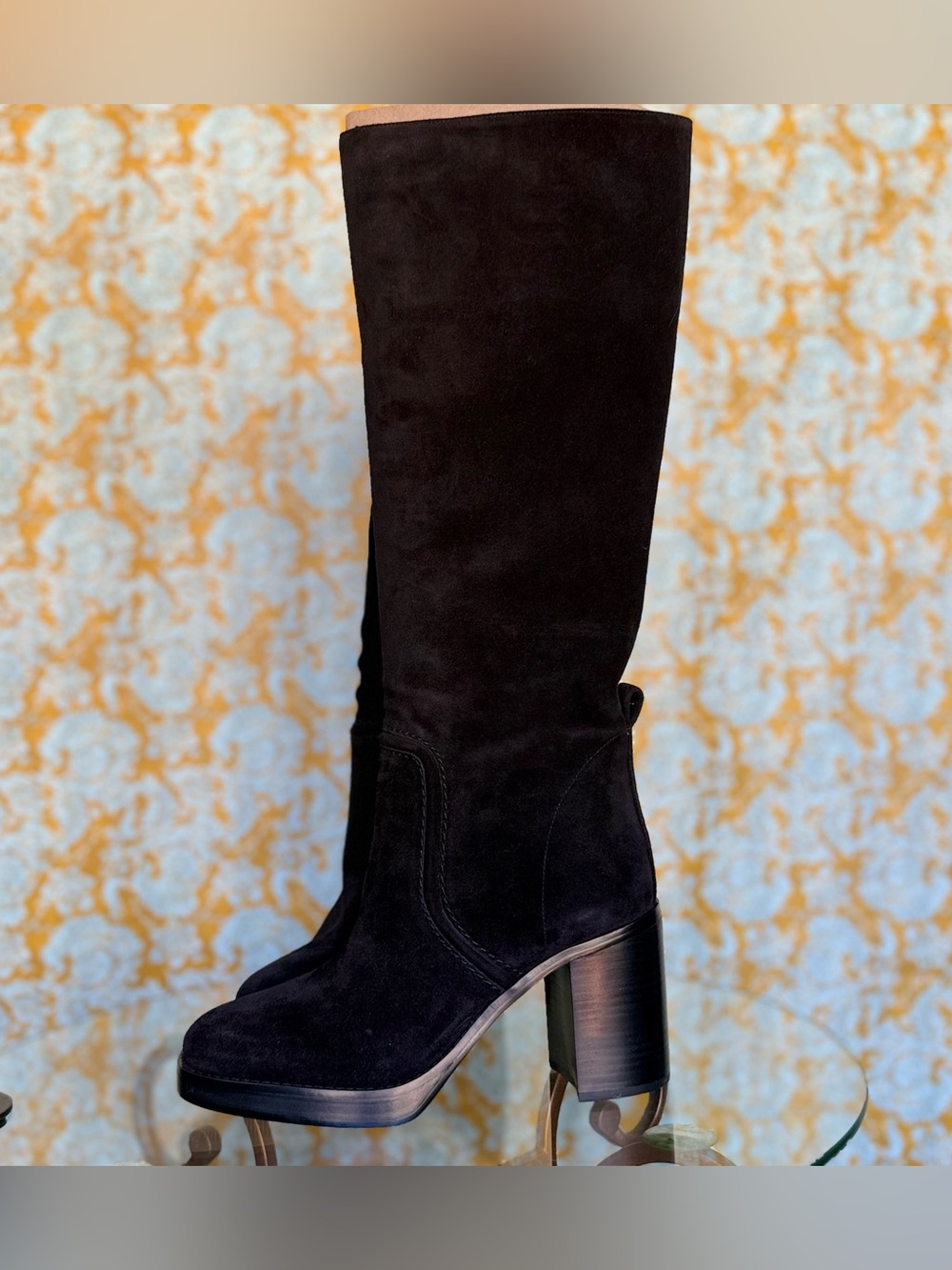 NWT - Michael Kors - Hayden Black Suede Knee Boot with Block Heel - 8.5